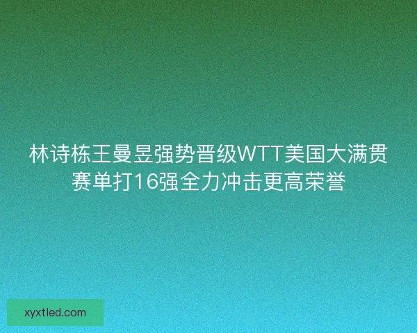 林诗栋王曼昱强势晋级WTT美国大满贯赛单打16强全力冲击更高荣誉
